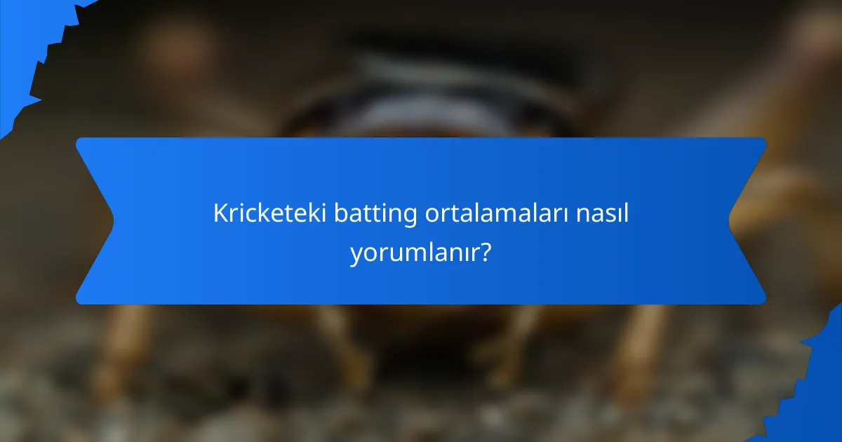 Kricketeki batting ortalamaları nasıl yorumlanır?